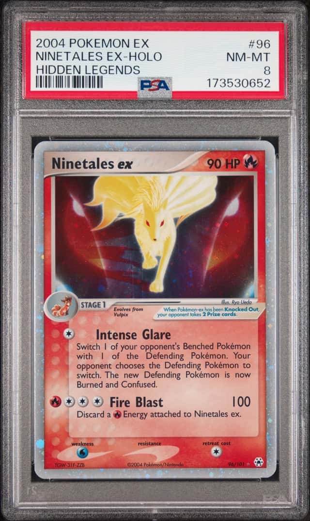 2004 POKEMON EX HIDDEN LEGENDS #96 NINETALES EX-HOLO PSA 8