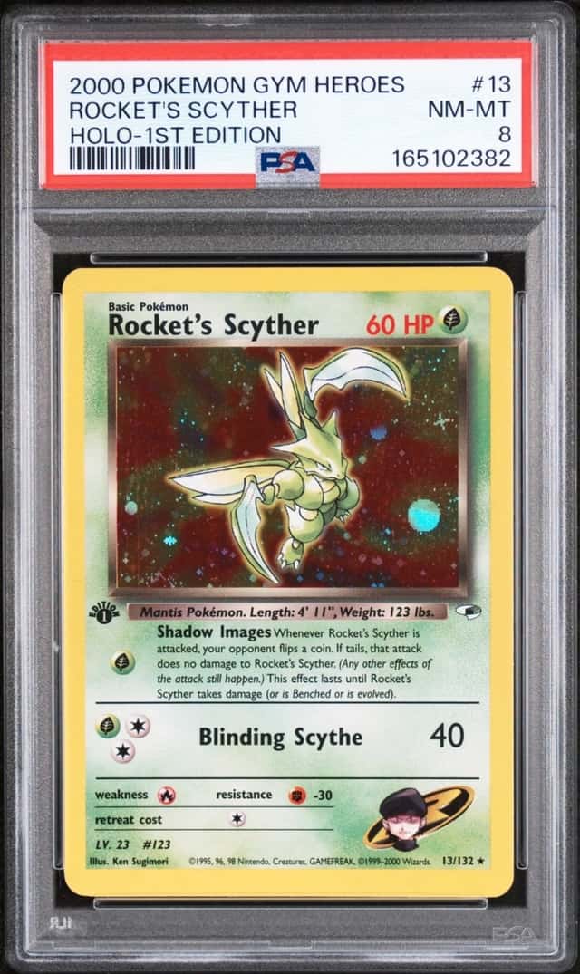 2000 POKEMON GYM HEROES HOLO-1ST EDITION #13 ROCKET'S SCYTHER PSA 8