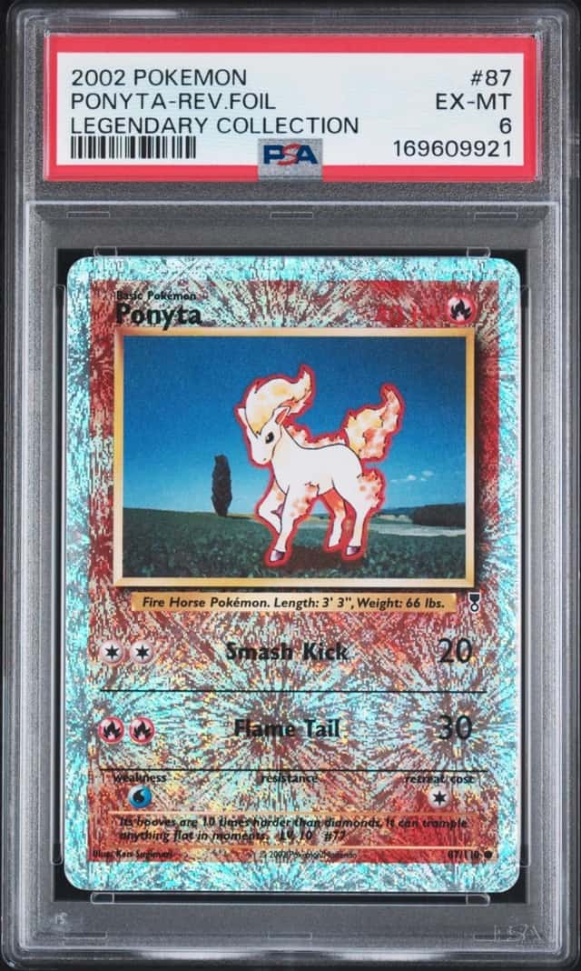 2002 POKEMON LEGENDARY COLLECTION #87 PONYTA-REVERSE FOIL PSA 6
