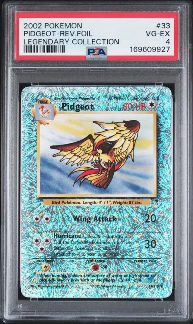 2002 POKEMON LEGENDARY COLLECTION #33 PIDGEOT-REVERSE FOIL PSA 4
