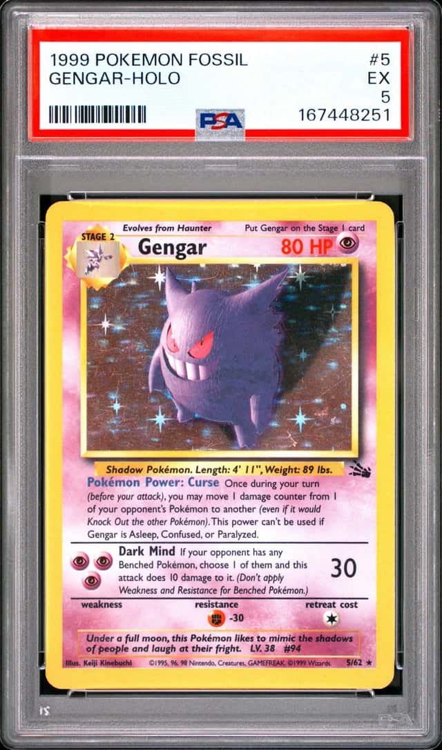 Gengar Holo Pokemon Fossil PSA 5 1999