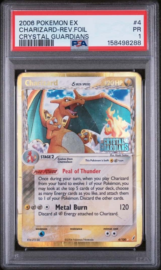 2006 POKEMON EX CHARIZARD-REV.FOIL CRYSTAL GUARDIANS #4 PSA 1