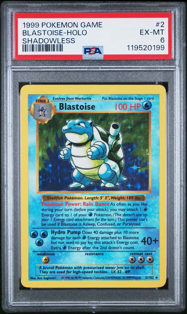 1999 Pokemon Game Shadowless #2 Blastoise Holo PSA 6 EX-MT