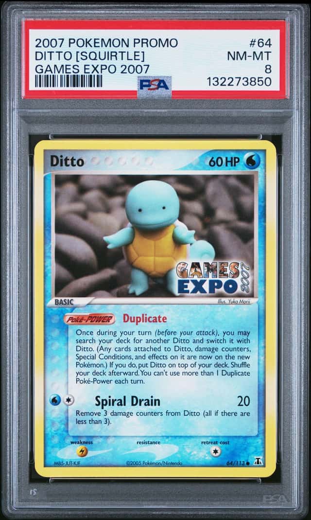 2007 Pokemon Games Expo Ditto Squirtle Promo PSA 8 #64/113