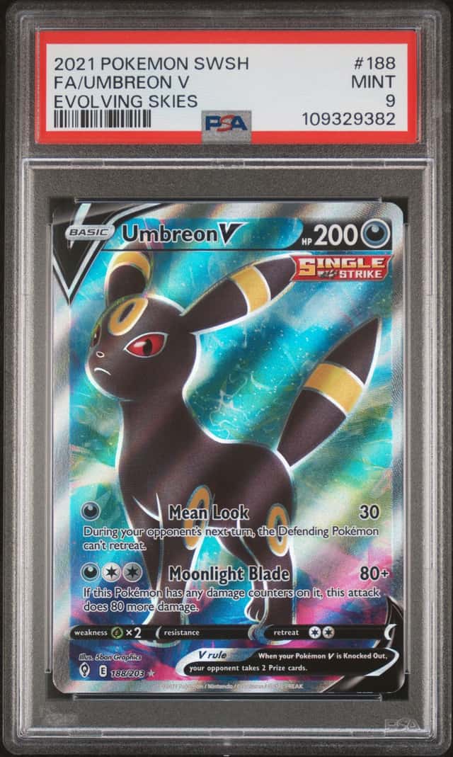 Umbreon V 188/203 Full Art Evolving Skies 2021 Pokémon PSA 9 Mint