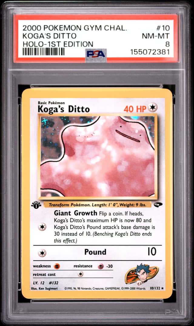 Pokemon Koga's Ditto 10/132 Gym Challenge Holo 1st Edition PSA 8 NM- Mint