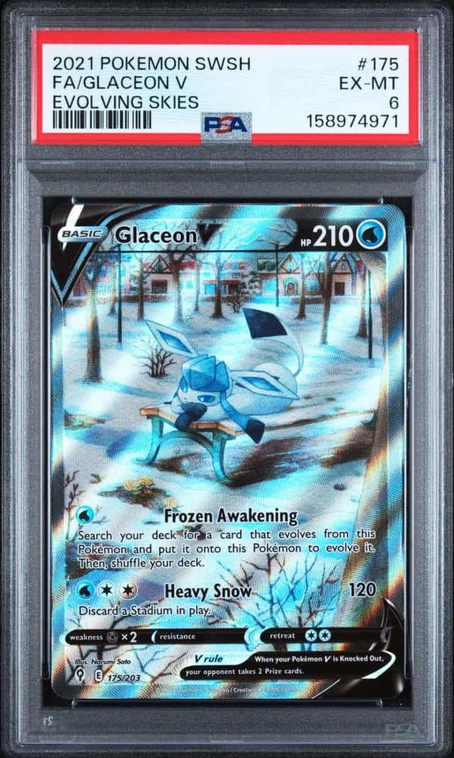 2021 POKEMON SWORD & SHIELD EVOLVING SKIES #175 FULL ART/GLACEON V PSA 6