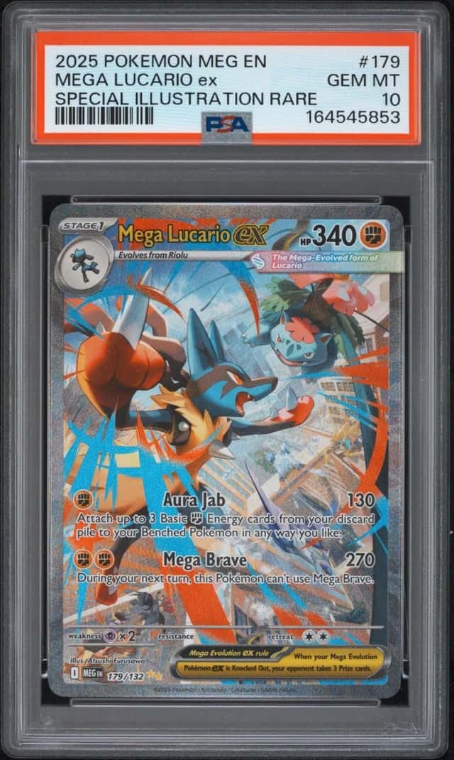 2025 POKEMON MEG EN-MEGA EVOLUTION #179 MEGA LUCARIO EX PSA 10