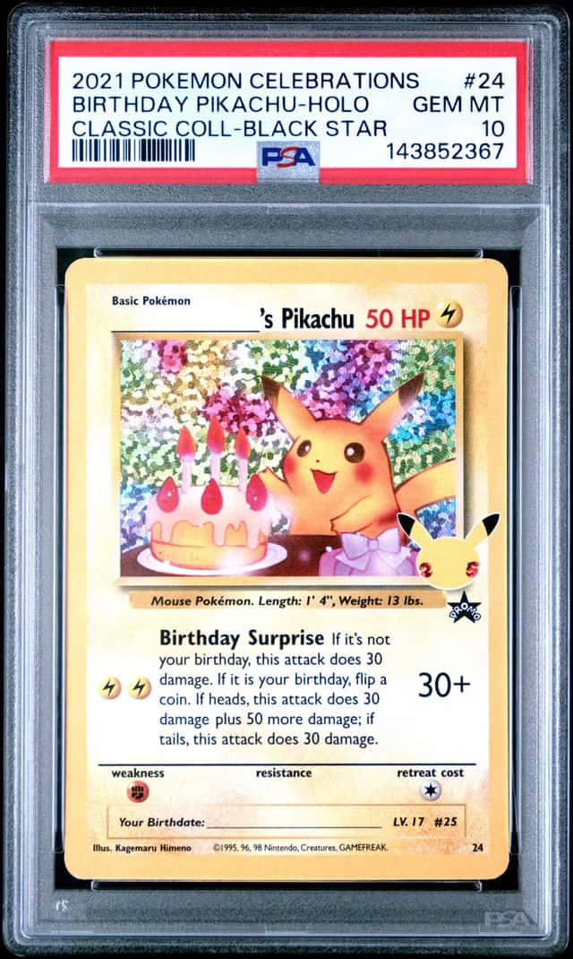 Pokemon Birthday Pikachu Celebrations Classic Coll. Holo 24 PSA 10 Gem Mint