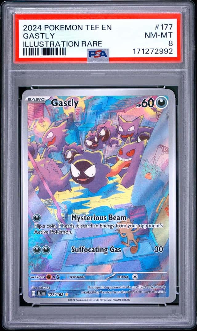 2024 POKEMON TEF EN-TEMPORAL FORCES ILLUSTRATION RARE #177 GASTLY PSA 8