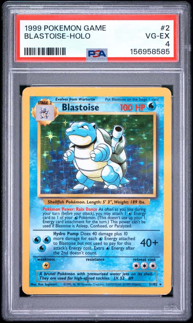 1999 POKEMON BASE SET UNLIMITED #2 BLASTOISE-HOLO PSA 4