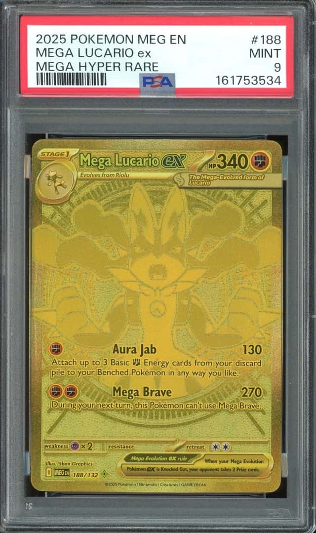 2025 Pokemon TCG Mega Evolution #188 Mega Lucario ex Hyper Rare MINT PSA 9