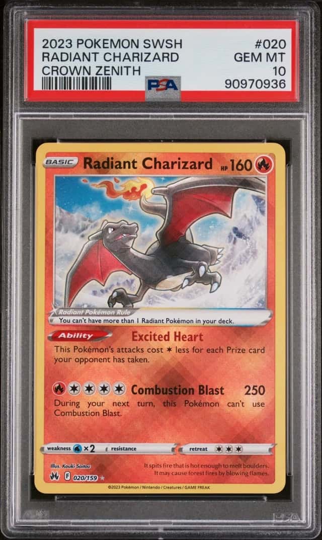 Pokemon Radiant Charizard Sword Shield Crown Zenith 020/159 PSA 10 Gem Mint