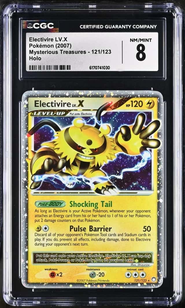 Pokemon Electivire LV.X Mysterious Treasures 121/123 Holo CGC 8