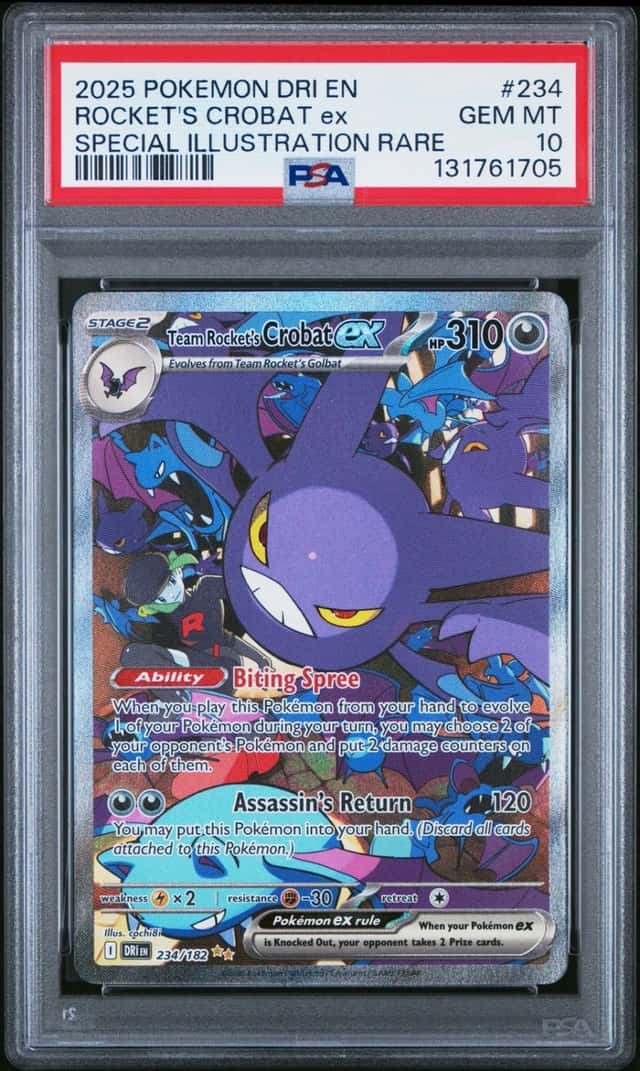 Team Rocket's Crobat EX 234/182 Special Illustration Rare Pokemon PSA 10 *705