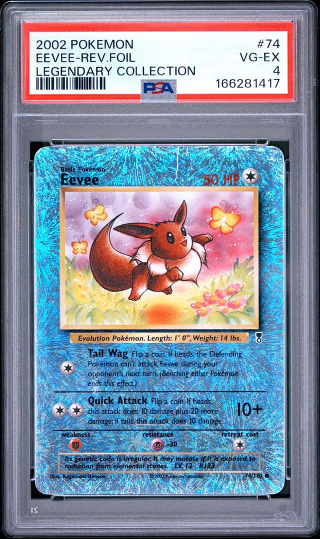 2002 POKEMON LEGENDARY COLLECTION #74 EEVEE-REVERSE FOIL PSA 4 REVERSE HOLO