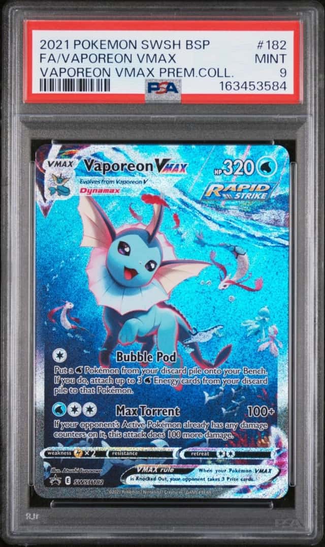 Pokemon Vaporeon Vmax Swsh Black Star Promo Full Alt Art 182 Premium Coll. PSA 9