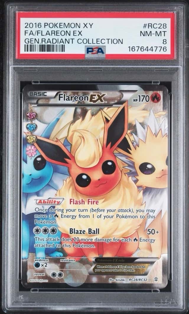 2016 POKEMON XY GENERATIONS RADIANT COLLECTION #RC28 FULL ART/FLAREON EX PSA 8