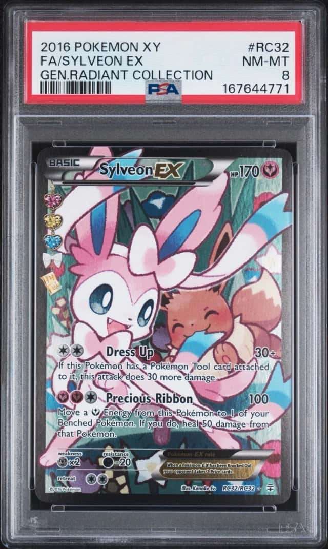 2016 POKEMON XY GENERATIONS RADIANT COLLECTION #RC32 FA/SYLVEON EX PSA 8
