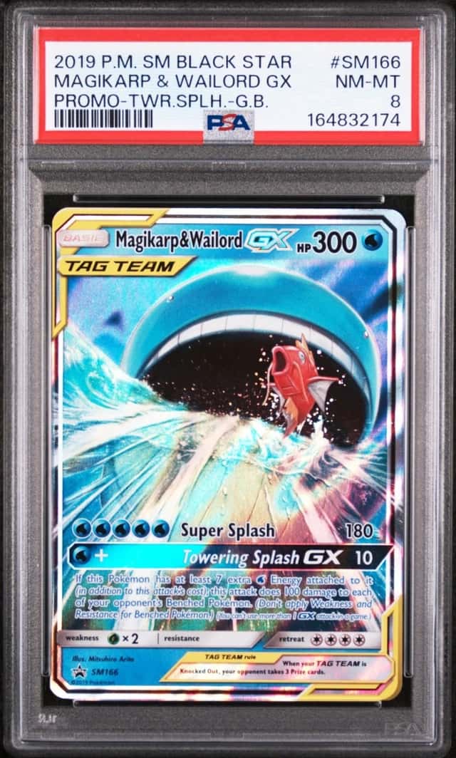 2019 POKEMON SM BLACK STAR PROMO #SM166 MAGIKARP & WAILORD GX PSA 8