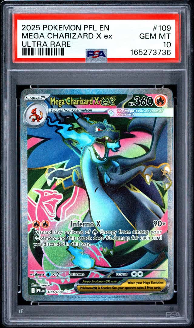 2025 POKEMON PFL EN-PHANTASMAL FLAMES ULTRA RARE #109 MEGA CHARIZARD X EX PSA 10