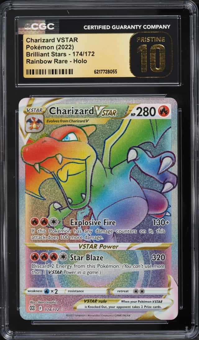 2022 Pokemon Sword & Shield Brilliant Stars Rainbow Rare Charizard VSTAR #174 CGC 10 PRISTINE