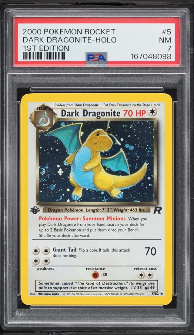 2000 Pokemon Team Rocket 1st Edition Holo Dark Dragonite #5 PSA 7 NRMT