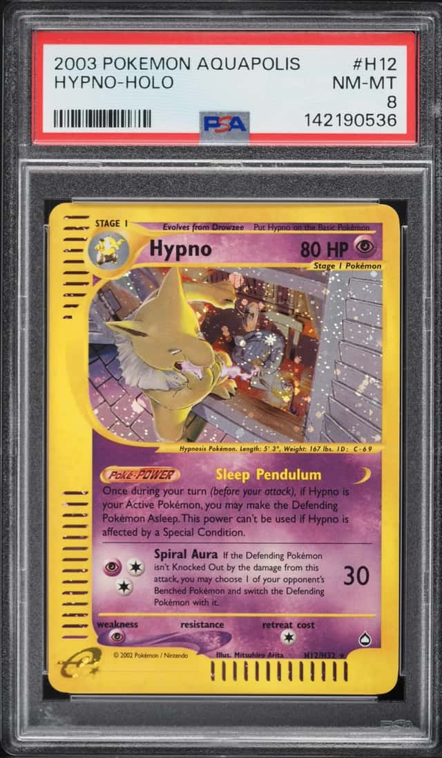 2003 Pokemon Aquapolis Holo Hypno #H12 PSA 8 NM-MT