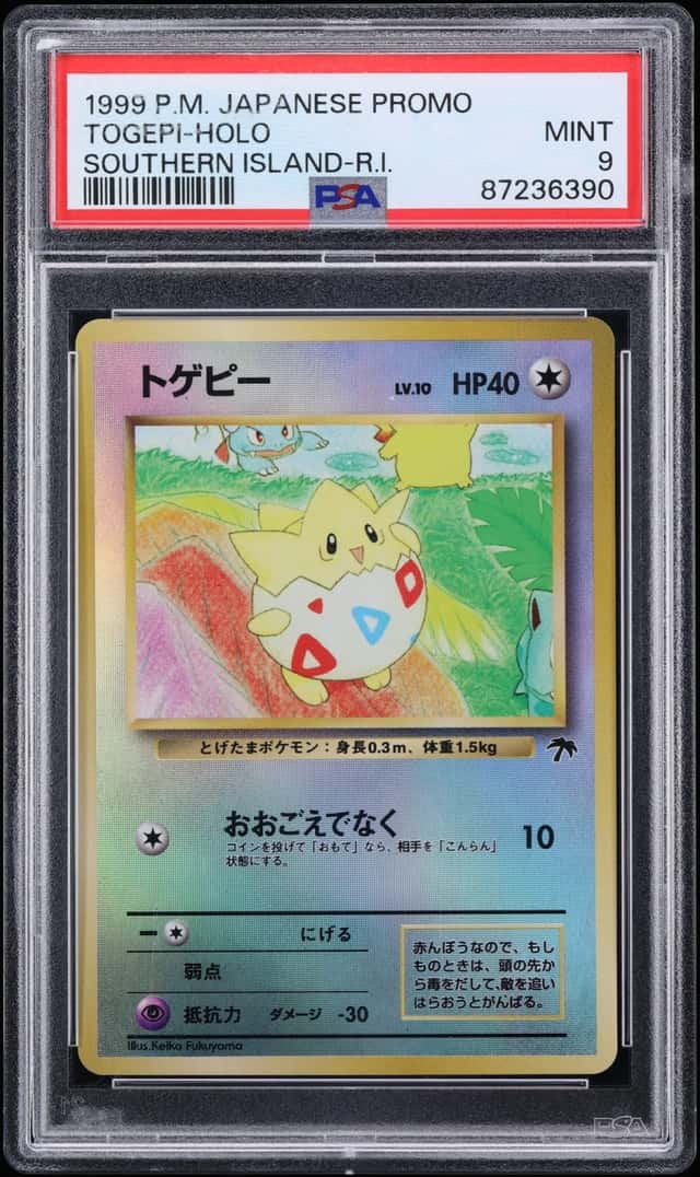 1999 Pokemon Japanese Promo Southern Island Rainbow Island Holo Togepi PSA 9 MINT