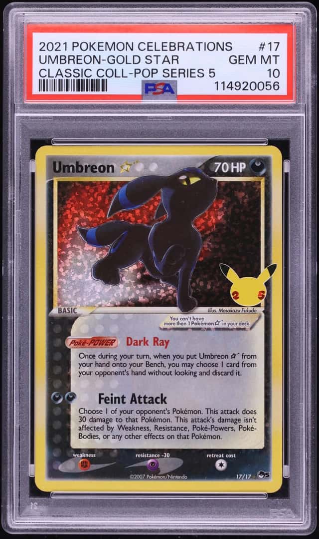 2021 Pokemon SWSH Celebrations Classic Collection Holo Umbreon Gold Star #17 PSA 10 GEM MINT