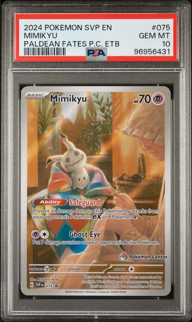 2024 Pokemon SV Promo Paldean Fates Pokemon Center ETB Full Art Mimikyu #75 PSA 10 GEM MINT