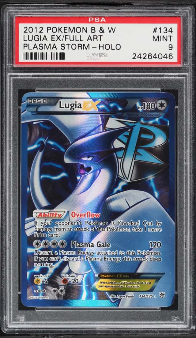 2012 Pokemon Black & White Plasma Storm Full Art Lugia EX #134 PSA 9 MINT