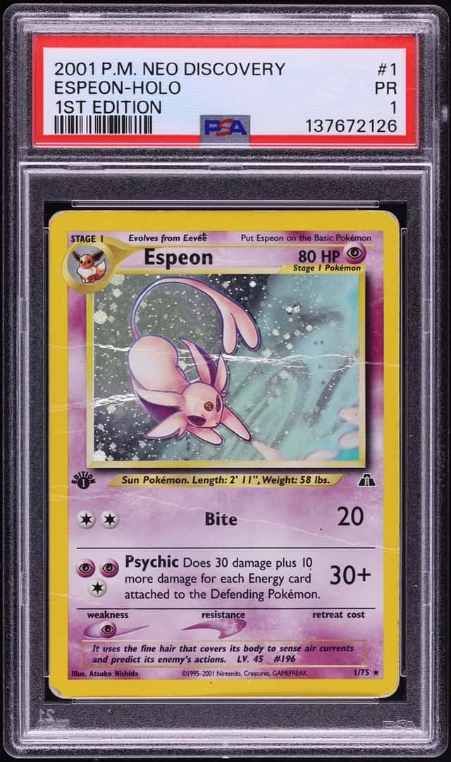 2001 Pokemon Neo Discovery 1st Edition Holo Espeon #1 PSA 1 PR