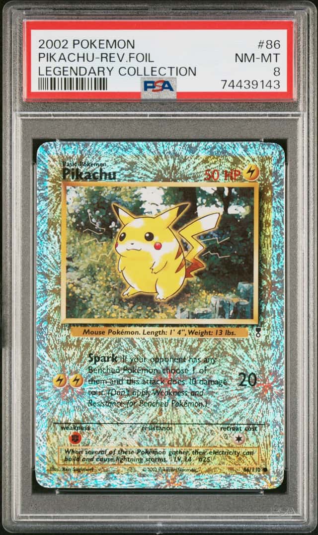 2002 Pokemon Legendary Collection Reverse Holo Pikachu #86 PSA 8 NM-MT