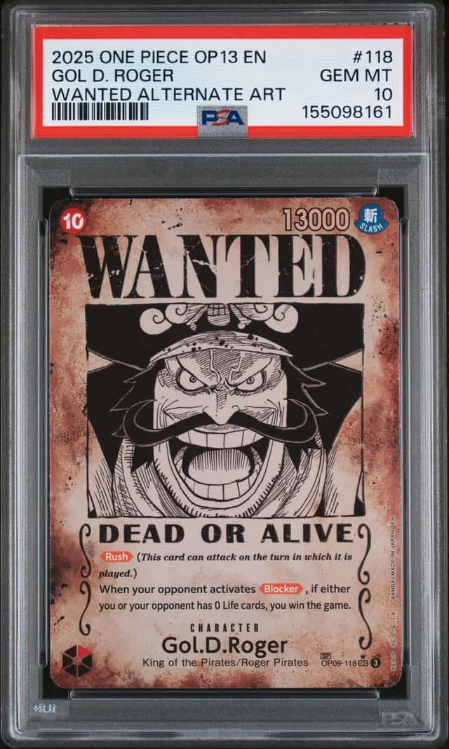 Gol D Roger #118 SP Alt Art Wanted Carrying on His Will One Piece English PSA 10