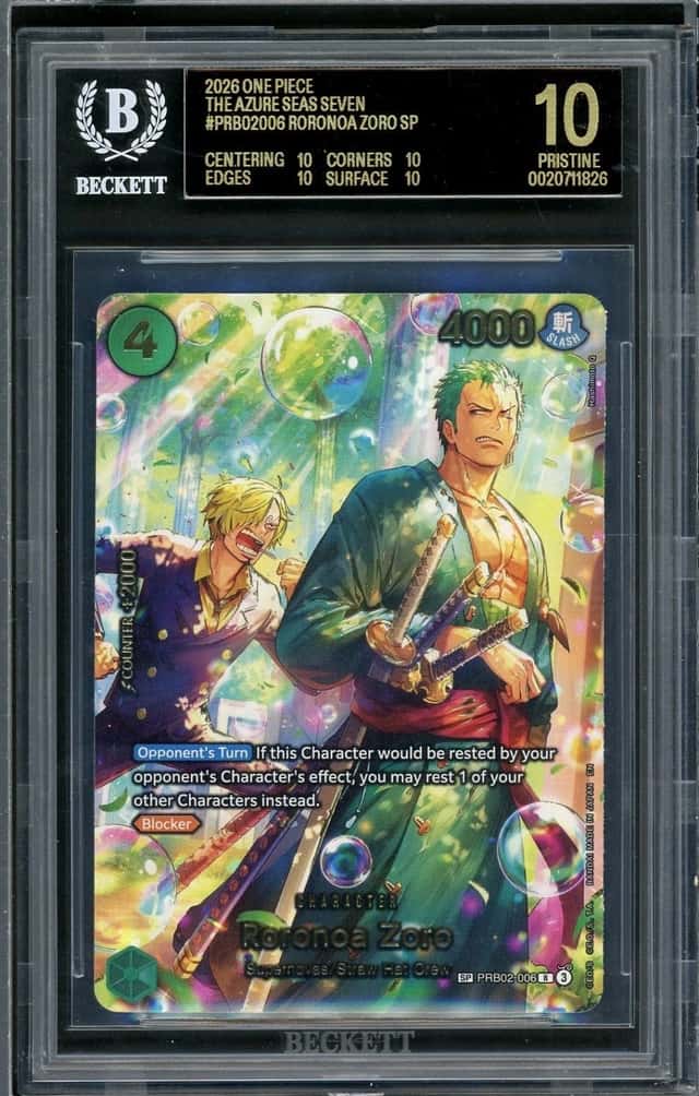 2026 One Piece The Azure Seas Seven Roronoa Zoro SP Black Label BGS 10
