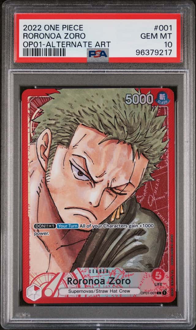 One Piece Roronoa Zoro One Piece Op01 Romance Dawn 001 Alternate Art PSA 10