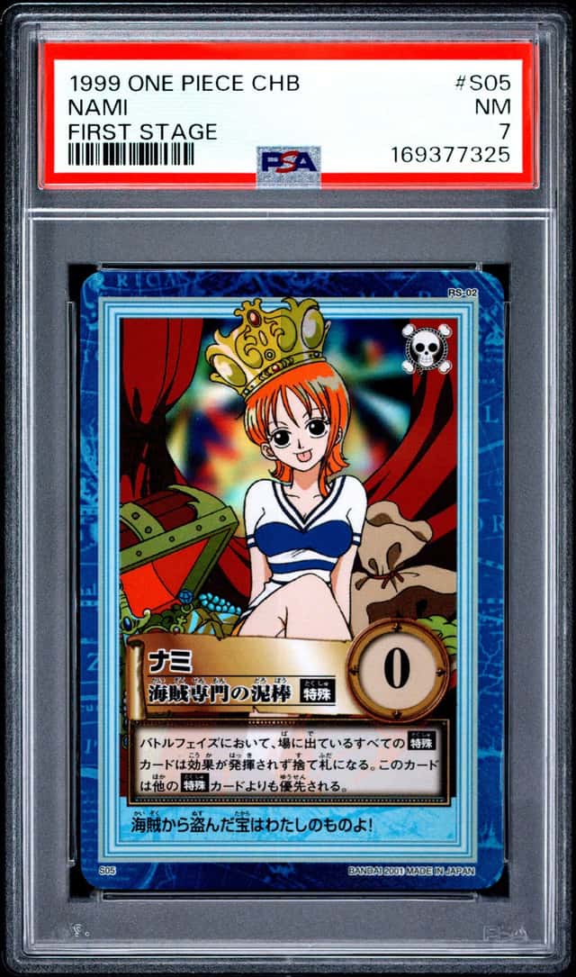 1999 ONE PIECE CARDDASS HYPER BATTLE FIRST STAGE #S05 NAMI PSA 7