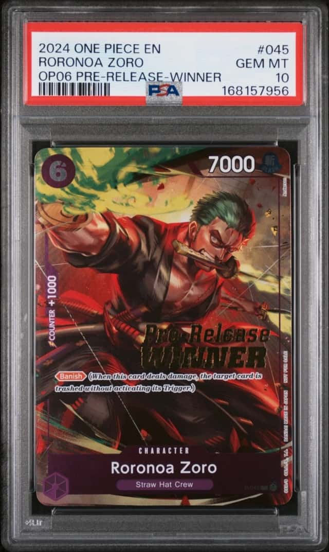 2024 ONE PIECE WINGS OF THE CAPTAIN PRE-RELEASE-WINNER RORONOA ZORO PSA 10