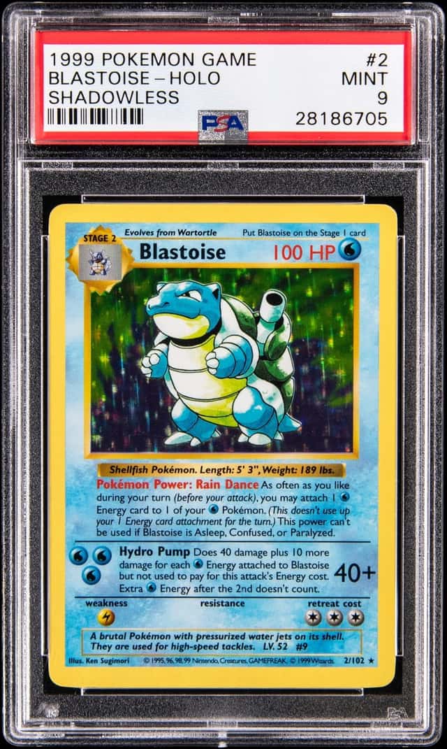 1999 Pokemon Base Set Shadowless Holo #2 Blastoise - PSA MINT 9