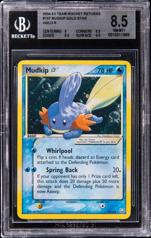 2004 Pokemon EX Team Rocket Returns Gold Star Holo #107 Mudkip - BGS NM-MT+ 8.5