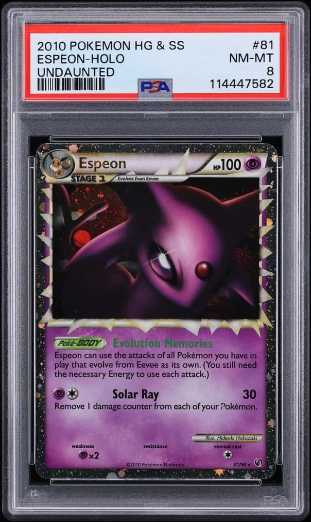 2010 Pokemon HeartGold & SoulSilver Undaunted Holo Espeon #81 PSA 8 NM-MT