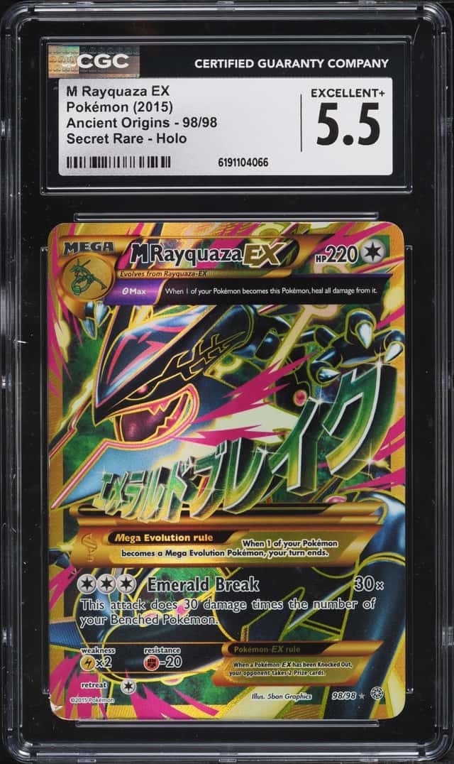 2015 Pokemon XY Ancient Origins Gold Rare M Rayquaza EX #98 CGC 5.5 EX+