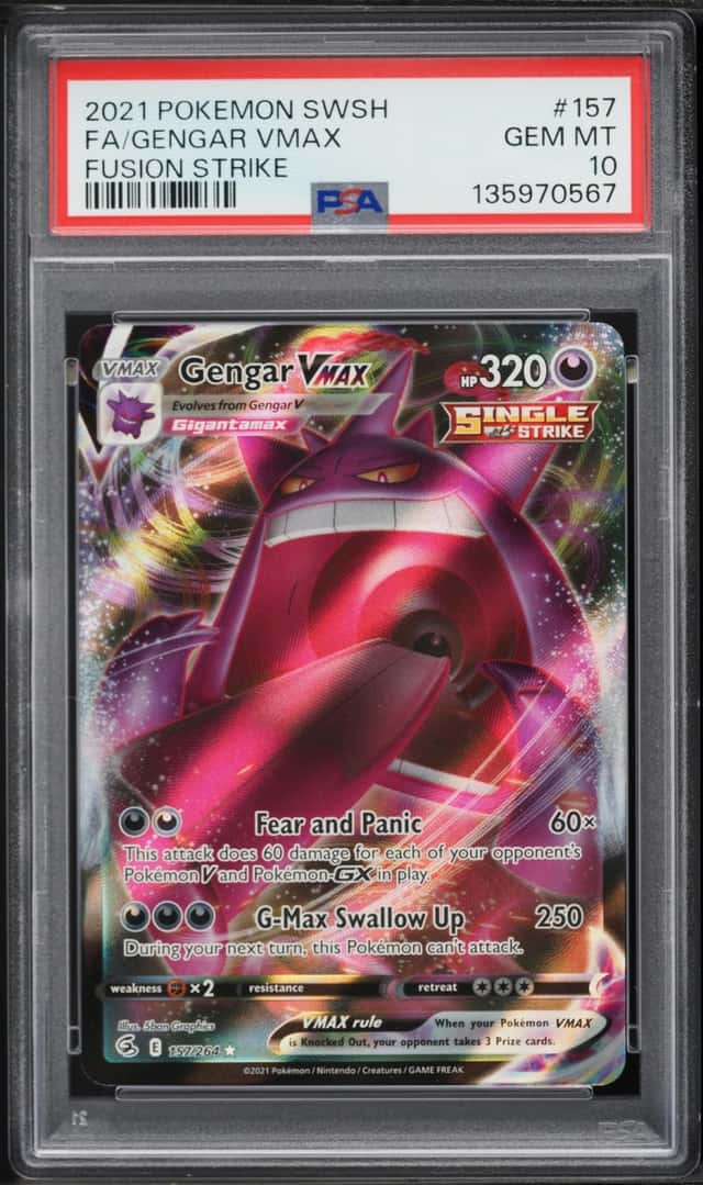 2021 Pokemon Sword & Shield Fusion Strike Alt Art Gengar VMAX #157 PSA 10 GEM MINT
