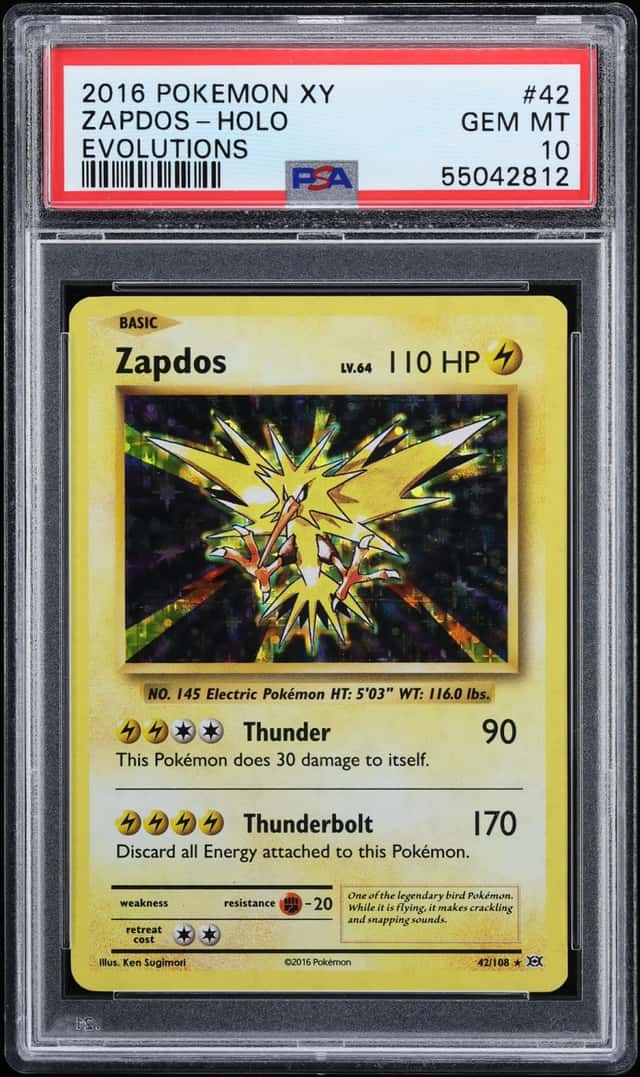 2016 Pokemon XY Evolutions Holo Zapdos #42 PSA 10 GEM MINT