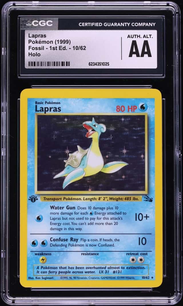 1999 Pokemon Fossil 1st Edition Holo Lapras #10 CGC ALTERED AUTH