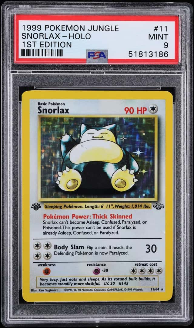 1999 Pokemon Jungle 1st Edition Holo Snorlax #11 PSA 9 MINT