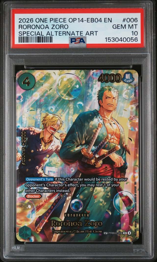 2026 ONE PIECE OP14-EB04-THE AZURE SEA'S SEVEN #006 RORONOA ZORO PSA 10 GEM MINT