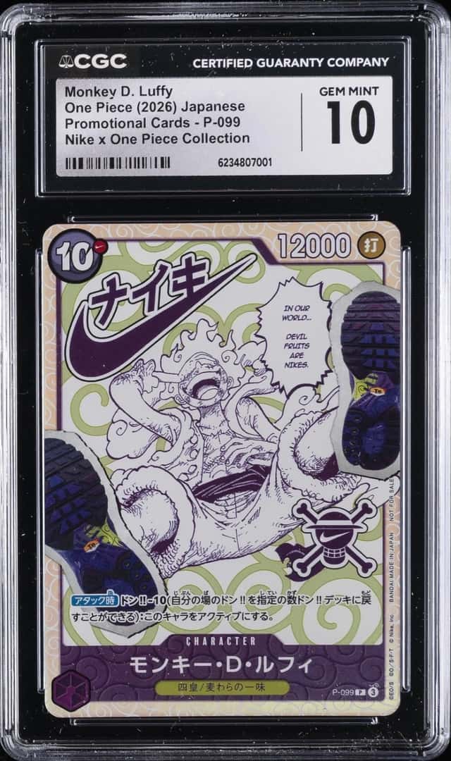 2026 ONE PIECE JPN ONE PIECE X NIKE COLLECTION PROMO MONKEY D. LUFFY CGC 10 GM