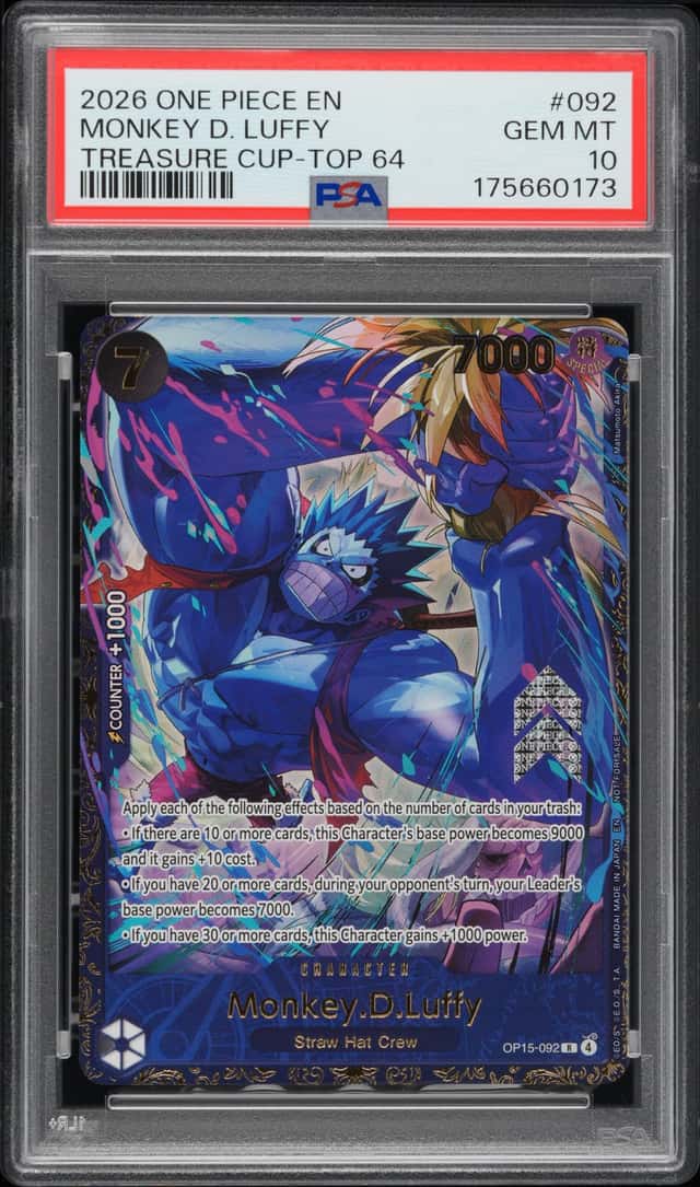 2026 One Piece Treasure Cup Top 64 Monkey D Luffy #OP15-092 PSA 10 GEM MINT (D)